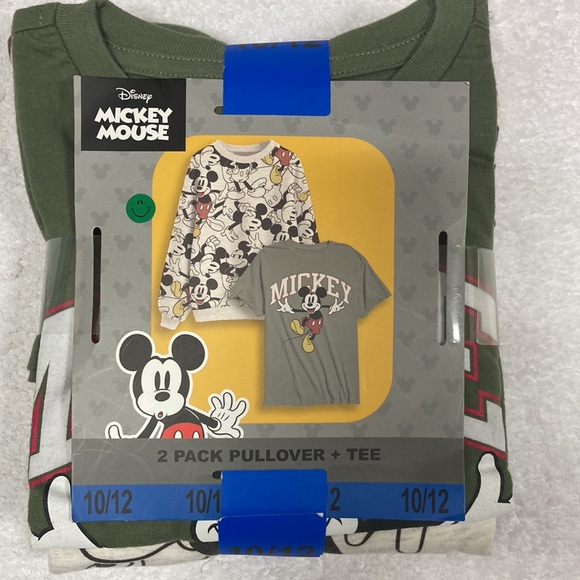 NEW💥Disney Mickey Mouse 2-Pack Long Sleeve Pullover & Short Sleeve T SET 10/12 - Picture 6 of 6